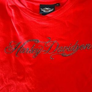 Harley-Davidson Red Short Sleeve Tee with Studded Script